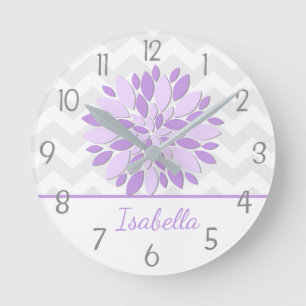 Reloj de pared de la guardería de flores de Dahlia