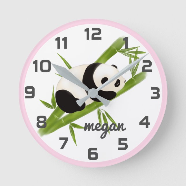 Reloj de pared de la guardería del oso del panda r (Anverso)