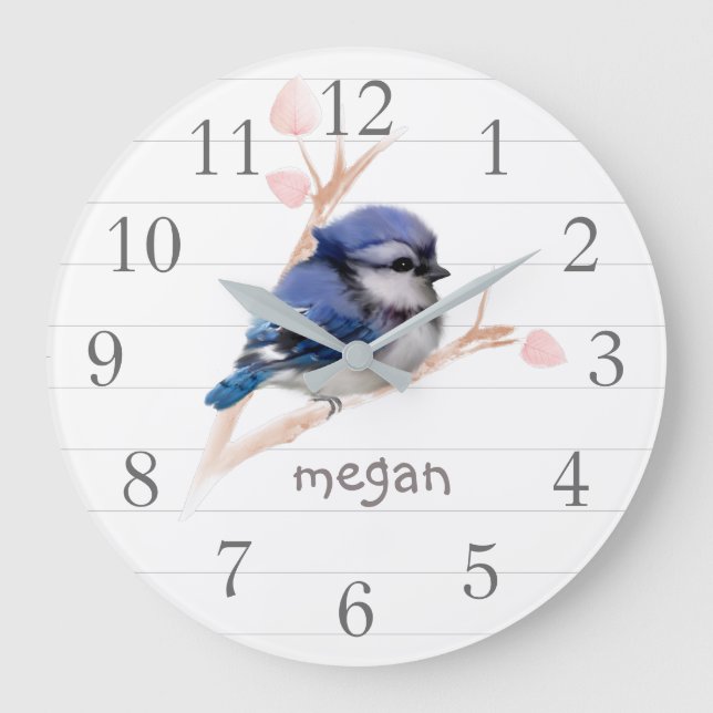 Reloj de pared de la guardería Jay azul para bebé  (Anverso)