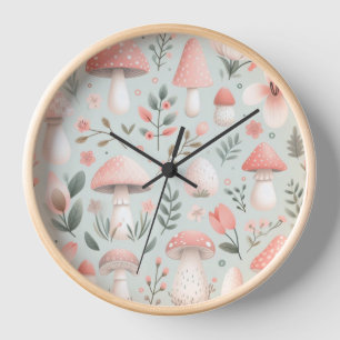 Reloj de pared de la guardería para bebé hongos