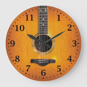 Reloj de pared de la guitarra acústica