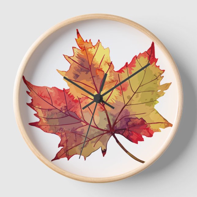 Reloj de pared de la hoja de otoño (Anverso)