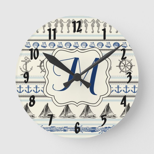 Reloj de pared de la inicial del monograma de (Anverso)