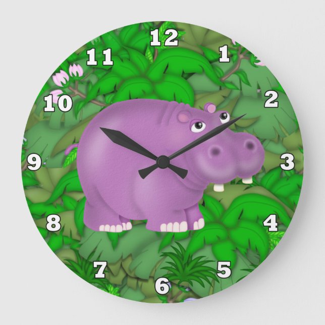 Reloj de pared de la jungla morada de Hippo (Anverso)
