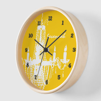 Reloj de pared de la lámpara de araña amarilla per