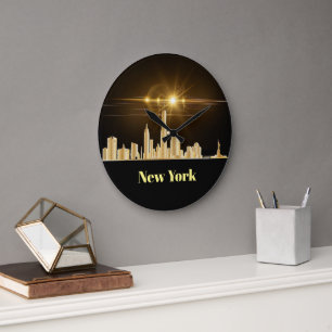 reloj de pared de la línea de skyline de nueva yor