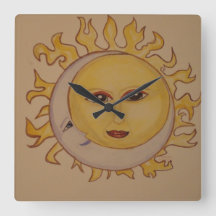 Reloj de pared de la luna de sol
