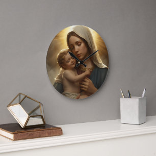 Reloj de pared de la Madre María y el Niño Jesús
