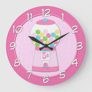 Reloj de pared de la máquina de bubblegum rosada p