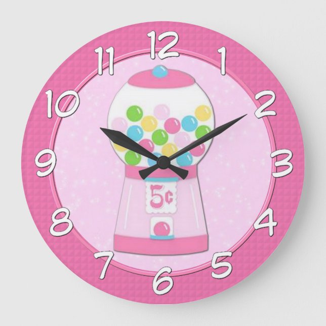 Reloj de pared de la máquina de bubblegum rosada p (Anverso)