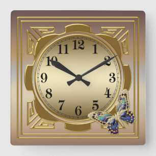 Reloj de pared de la mariposa del oro