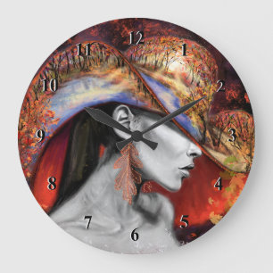 Reloj de pared de la mujer del otoño