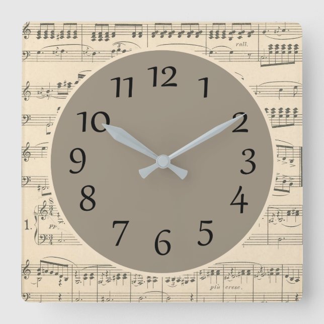 Reloj de pared de la música de las hojas antiguas  (Anverso)