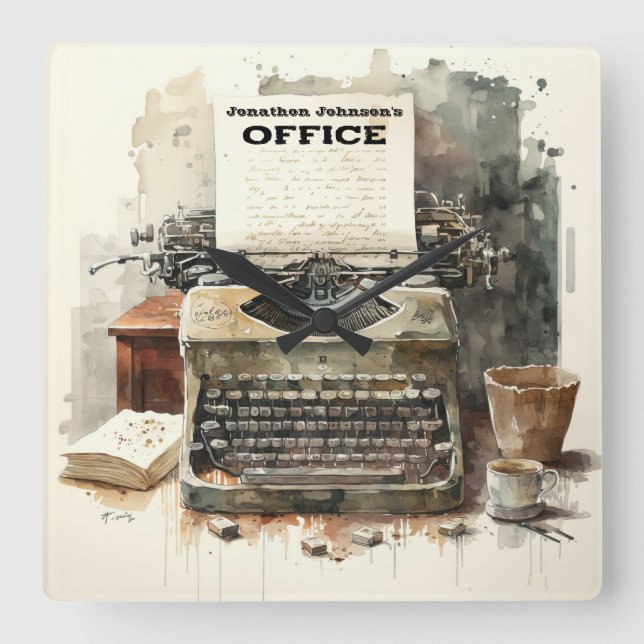 Reloj de pared de la oficina de máquina de escribi (Anverso)