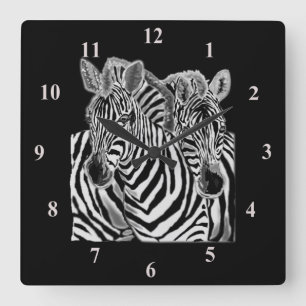 Reloj de pared de la pareja de cebras