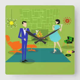 Reloj de pared de la pareja moderna de mediados de