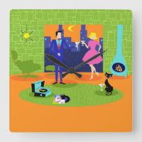 Reloj de pared de la pareja romántica retro