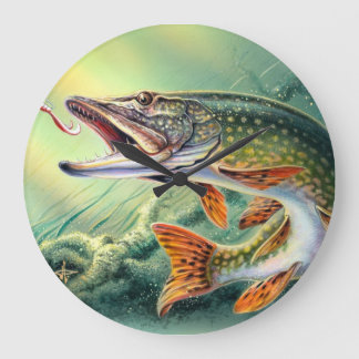 Reloj de pared de la pesca de Pike