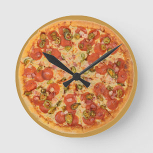 Reloj de pared de la pizza de salchichones