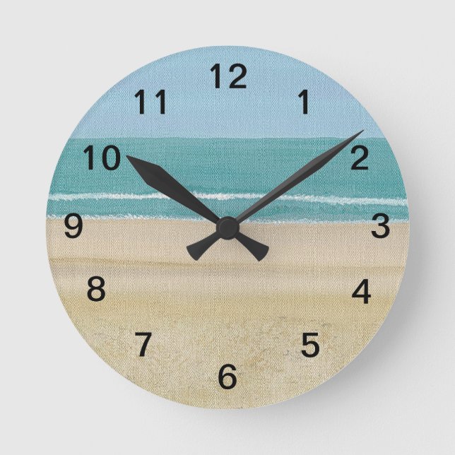 Reloj de pared de la playa de las ondas de cielo (Anverso)