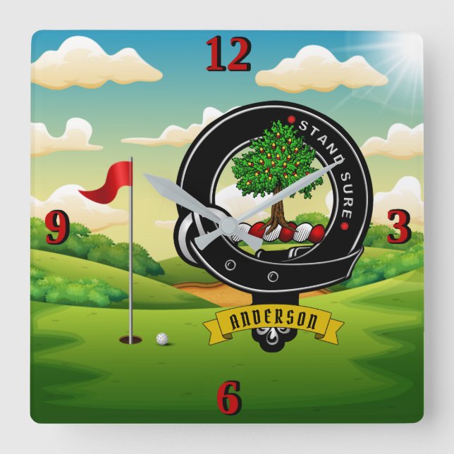 Reloj de pared de la plaza de golf Anderson Clan B (Anverso)