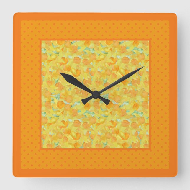 Reloj de pared de la plaza de la moda, daffodils y (Anverso)