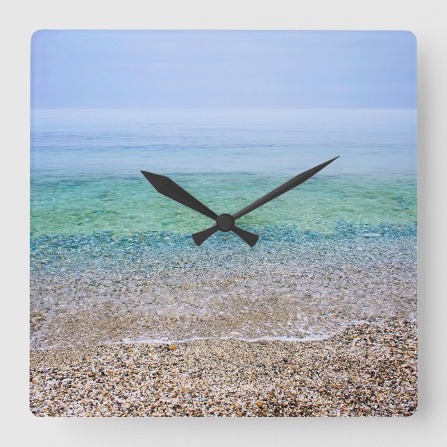 Reloj de pared de la plaza de la playa tranquila (Anverso)