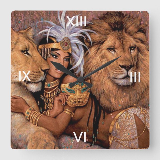 Reloj de pared de la princesa de la jungla de leon (Anverso)