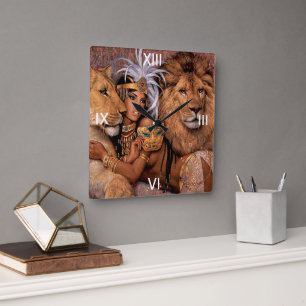 Reloj de pared de la princesa de la jungla león le
