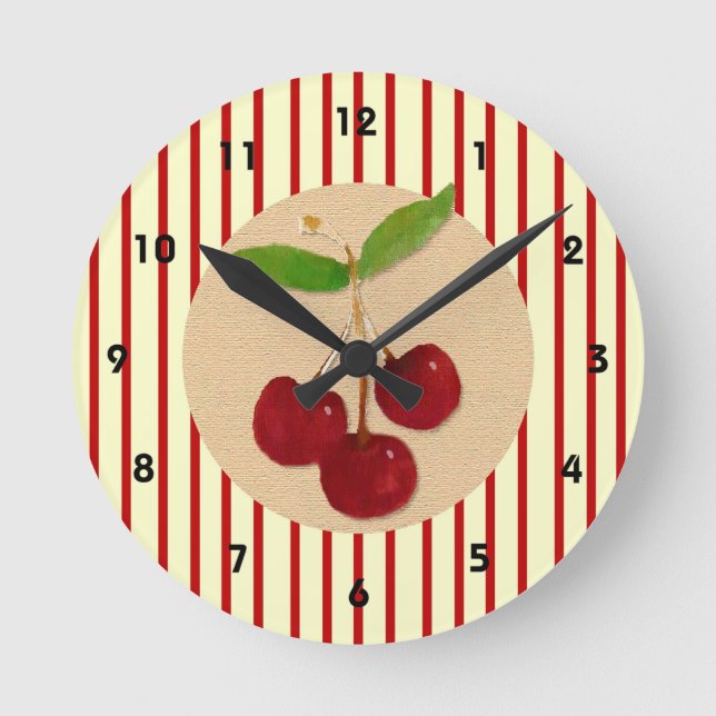 Reloj de pared de la raya de la cereza (Anverso)