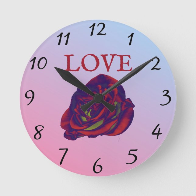 Reloj de pared de la rosa roja (Anverso)