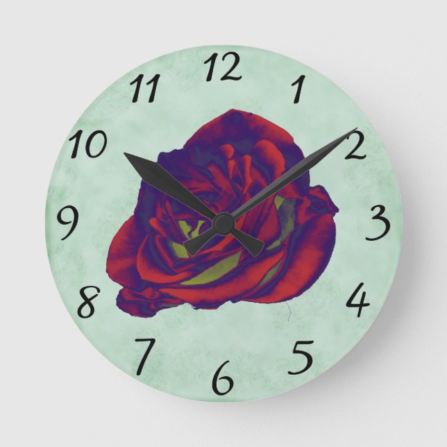 Reloj de pared de la rosa roja (Anverso)