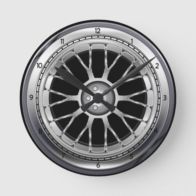 Reloj de pared de la rueda de acero del neumático  (Anverso)