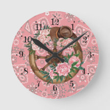 Reloj de pared de la rueda del Gorra de la flor ro