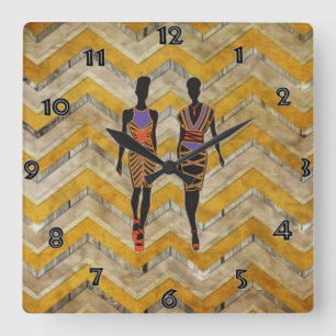 Reloj de pared de la silueta de Afrocentric