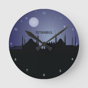 Reloj de pared de la silueta de la noche del