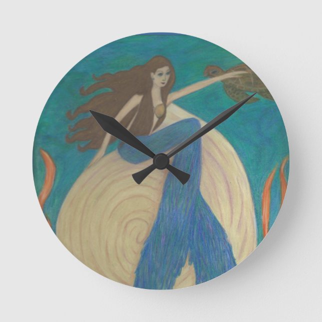 Reloj de pared de la sirena y de la tortuga (Anverso)
