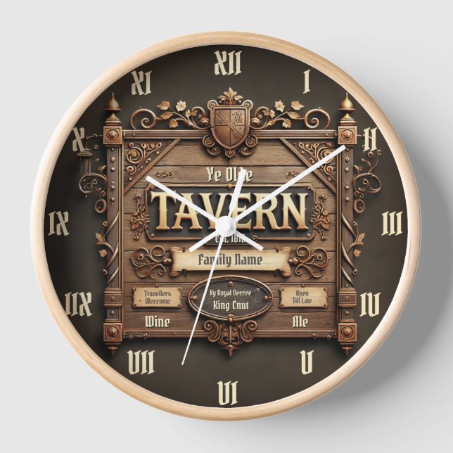 Reloj de pared de la taberna medieval personalizab (Anverso)