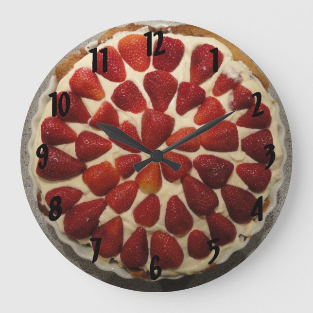 Reloj de pared de la tarta de crema de la fresa (Anverso)