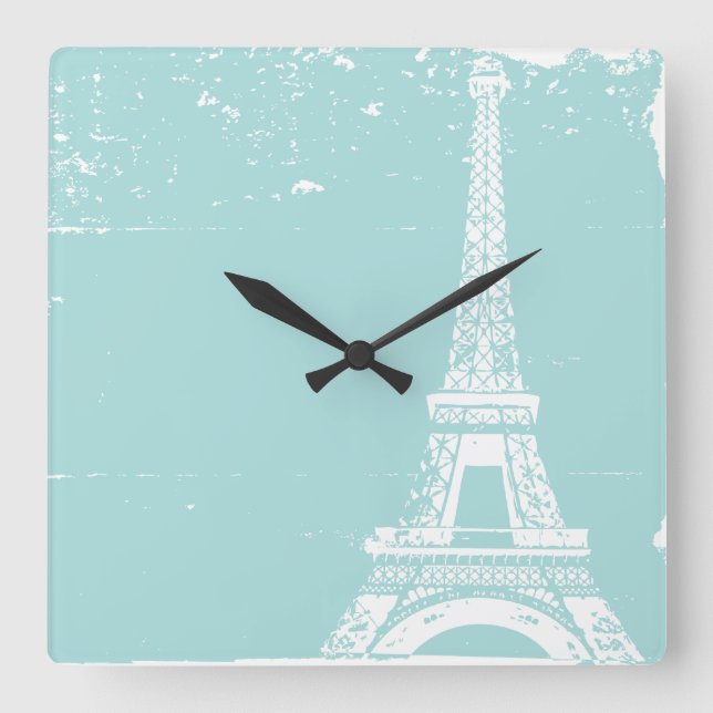 Reloj de pared de la Torre Eiffel Azul Personaliza (Anverso)