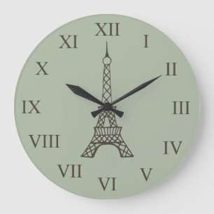 Reloj de pared de la Torre Eiffel verde vintage