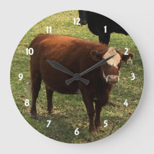Reloj de pared de la vaca de Brown