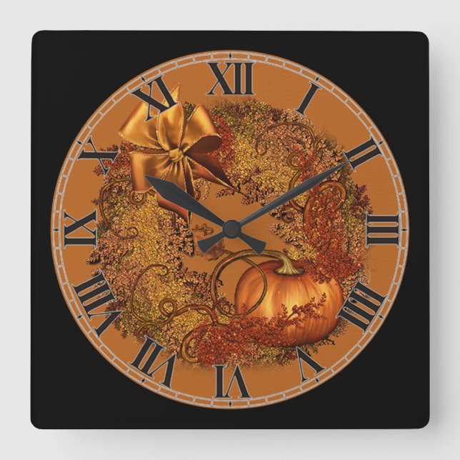 Reloj de pared de la Wreath Square decorativo de l (Anverso)