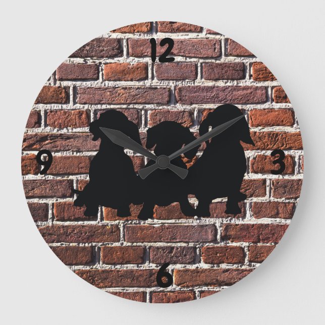 Reloj de pared de ladrillo de Dachshund (Anverso)