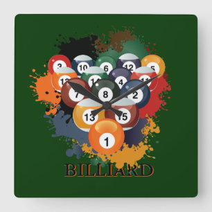 Reloj de pared de las bolas de billar de la