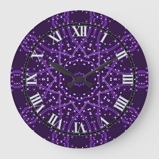 Reloj de pared de las estrellas de galaxia púrpura (Anverso)