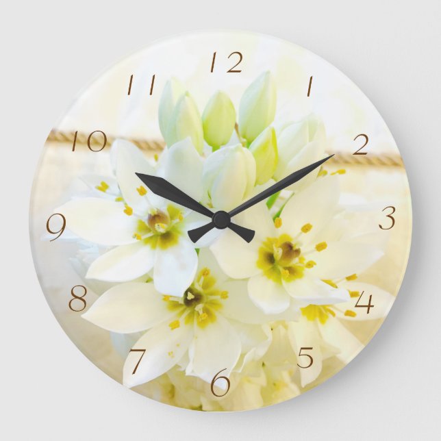 Reloj de pared de las flores blancas (Anverso)