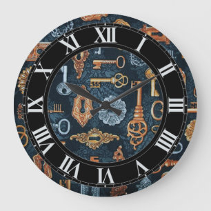 Reloj de pared de las llaves de Steampunk y del
