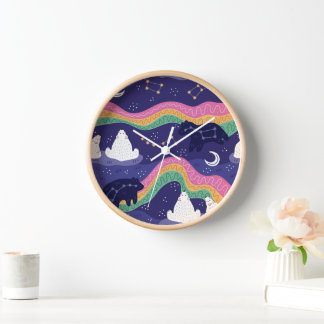 Reloj de pared de las luces del norte