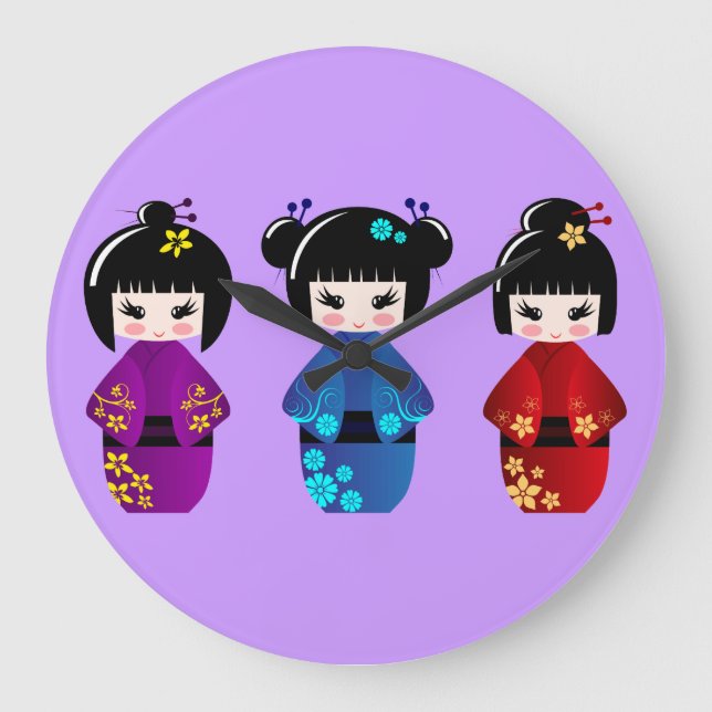 Reloj de pared de las muñecas de Kokeshi (Anverso)